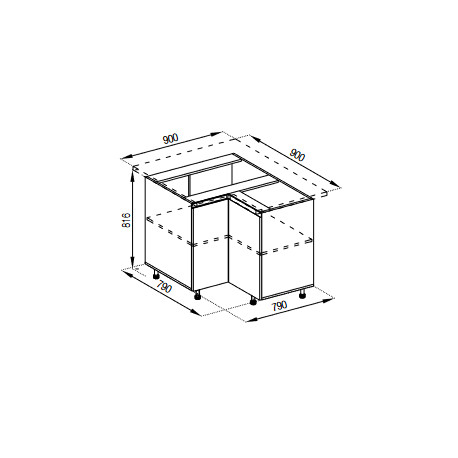 Pastatoma spintelė VLADA H90x90 kampinė